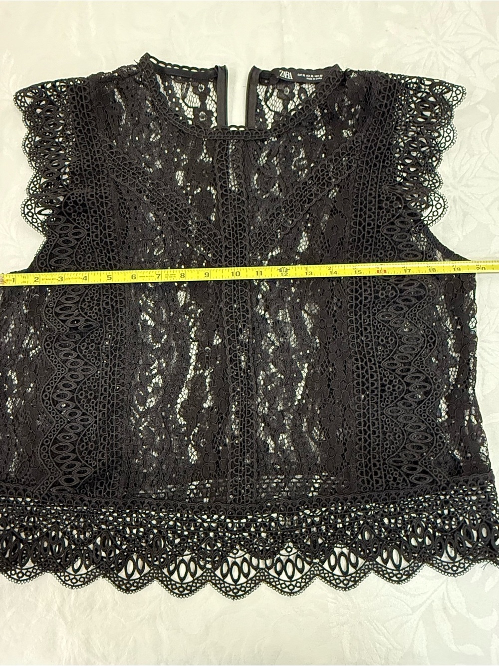 Zara Black Lace Camisole with Scalloped Trim - Picture 7 of 12